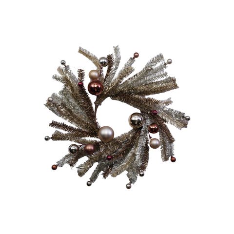Diameter Tinsel Wreath with Ornaments, Multicolor