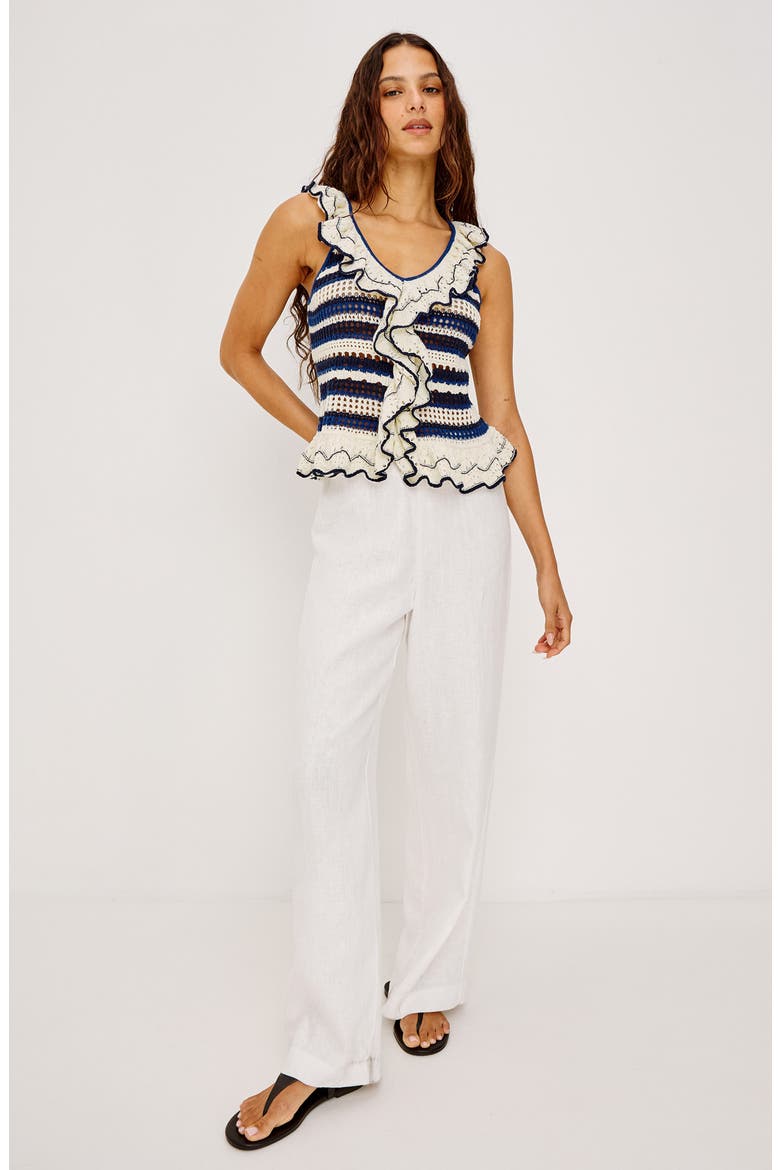Luci Ruffle Trim Knit Tank, Alternate, color, CRETE STRIPE
