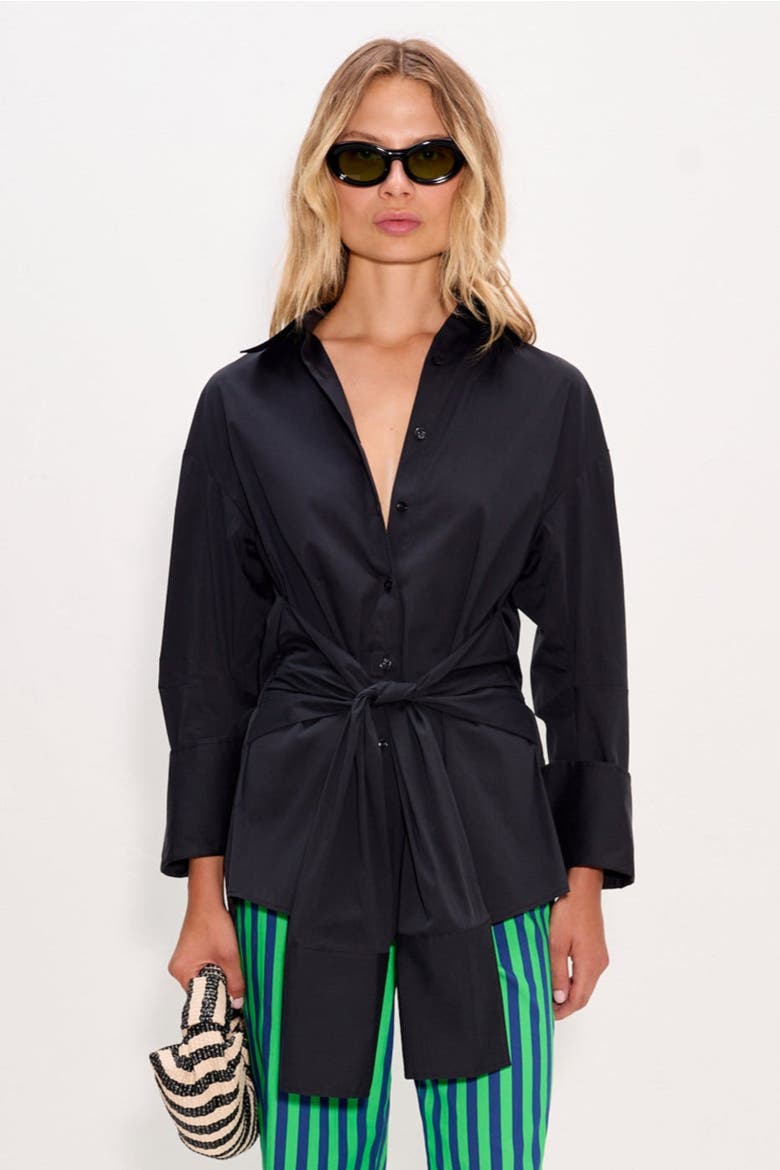 Inna Poplin Top, Alternate, color, BLACK
