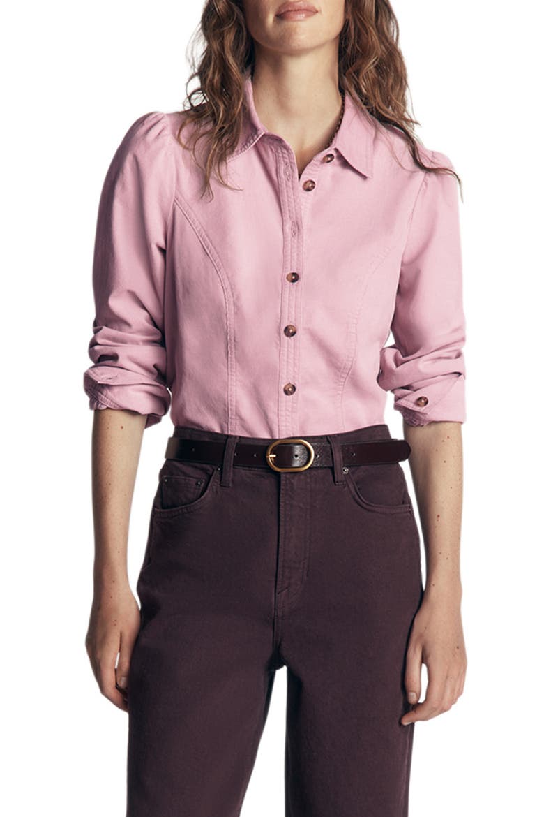 Sky Corduroy Puff Shoulder Shirt, Main, color, VIOLET ICE
