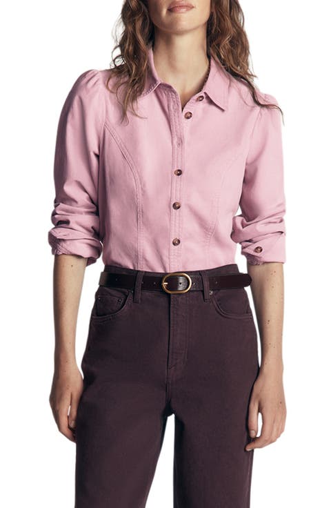 Sky Corduroy Puff Shoulder Shirt