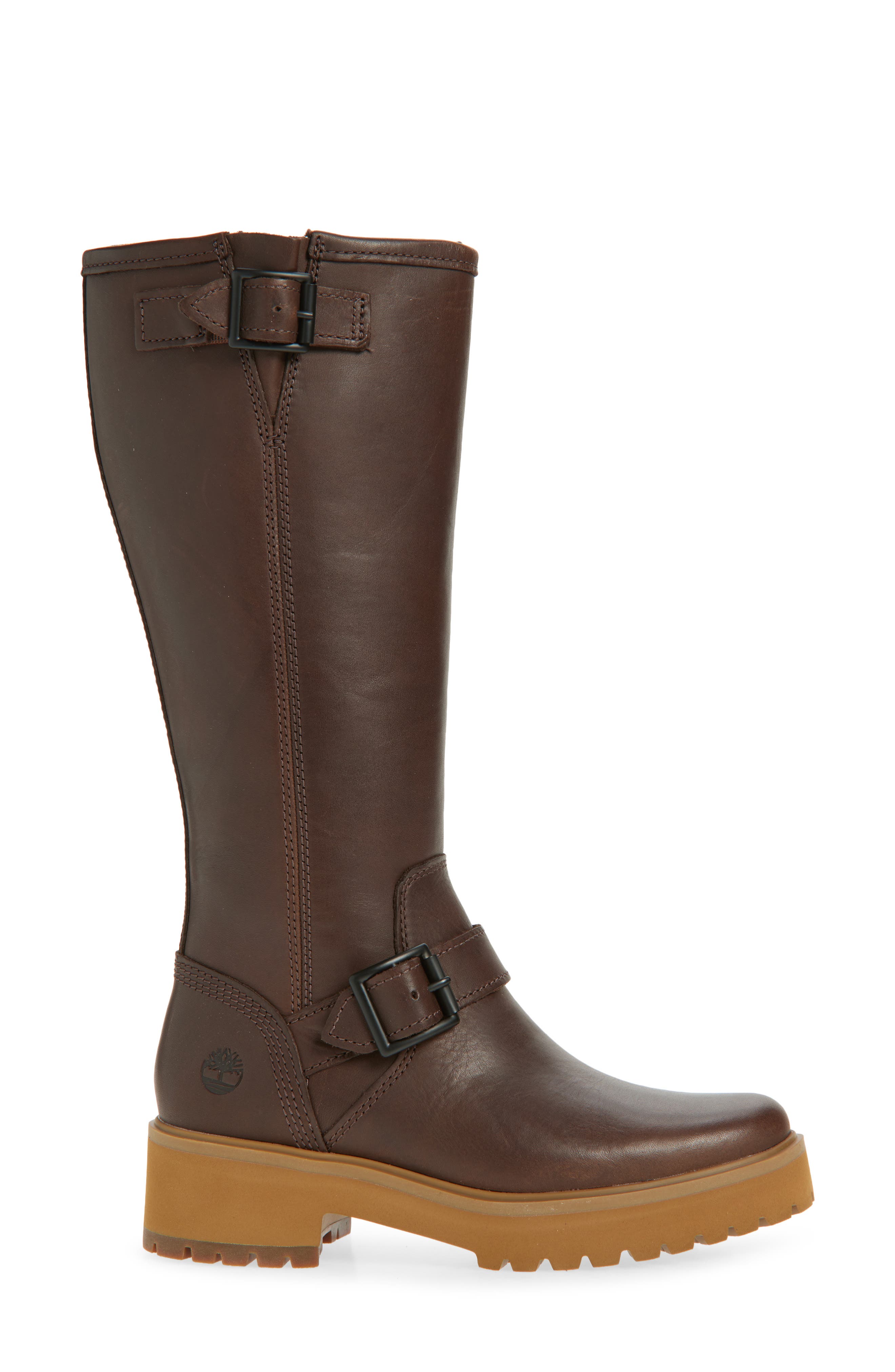 Timberland Carnaby Tall Zip Boot, Alternate, color, Dark Brown Grain