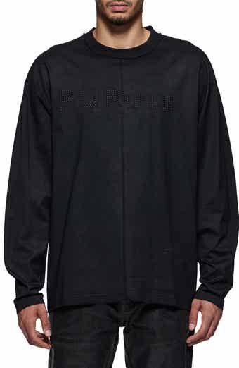 PURPLE BRAND Studded Logo Long Sleeve Cotton Jersey T-Shirt