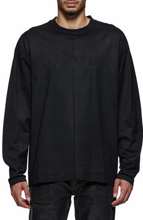 PURPLE BRAND Studded Logo Long Sleeve Cotton Jersey T-Shirt