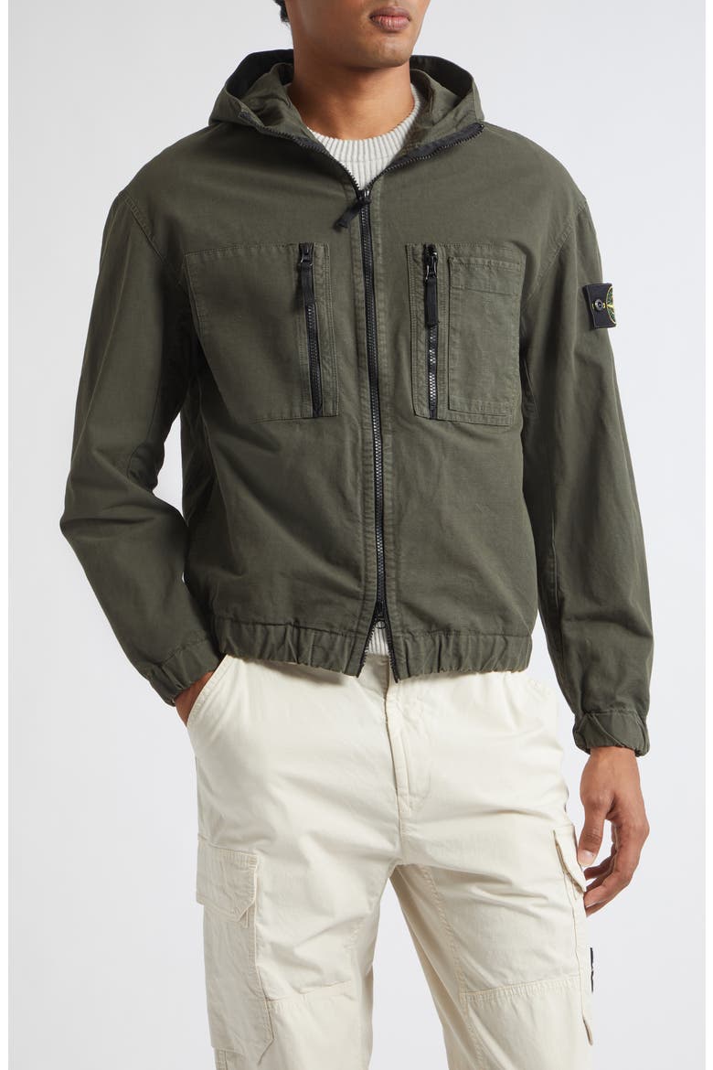 Hooded Organic Cotton Ripstop Jacket, Main, color, V0078 COAL GREY