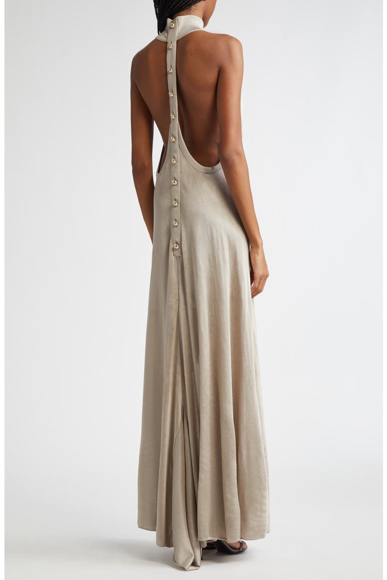 Halter Neck Knit Gown, Alternate, color, IG021 GREY SNOW