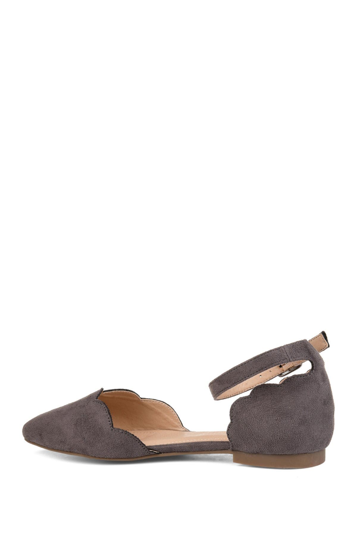 Journee Collection Lana Ankle Strap Flat, Alternate, color, Grey
