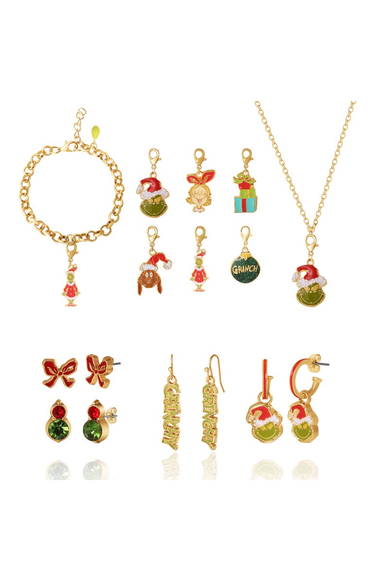 GRINCH Advent Calendar 12-Piece Jewelry Set with Earrings and Chains, Alternate, color, Muticolor