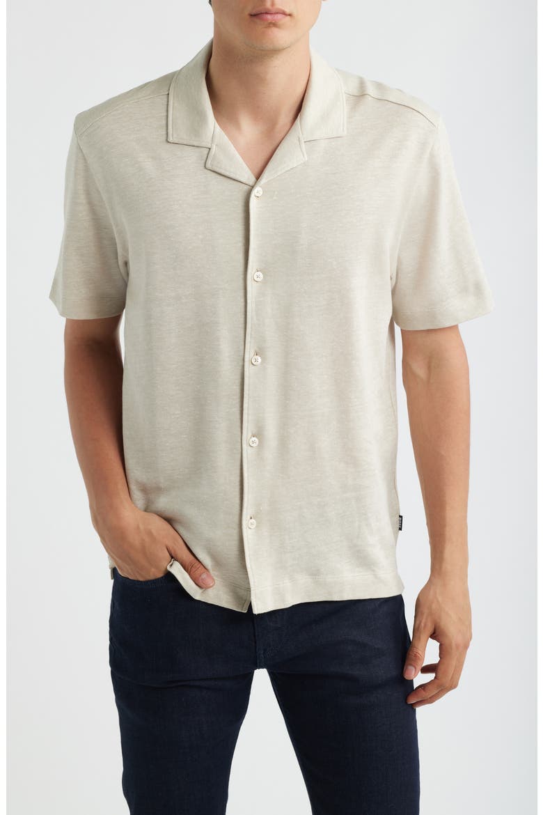 Powell Linen & Cotton Camp Shirt, Main, color, OPEN BEIGE