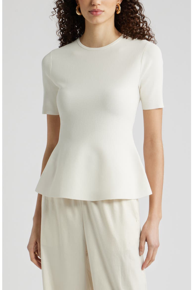 Short Sleeve Peplum Sweater, Main, color, IVORY TOFU