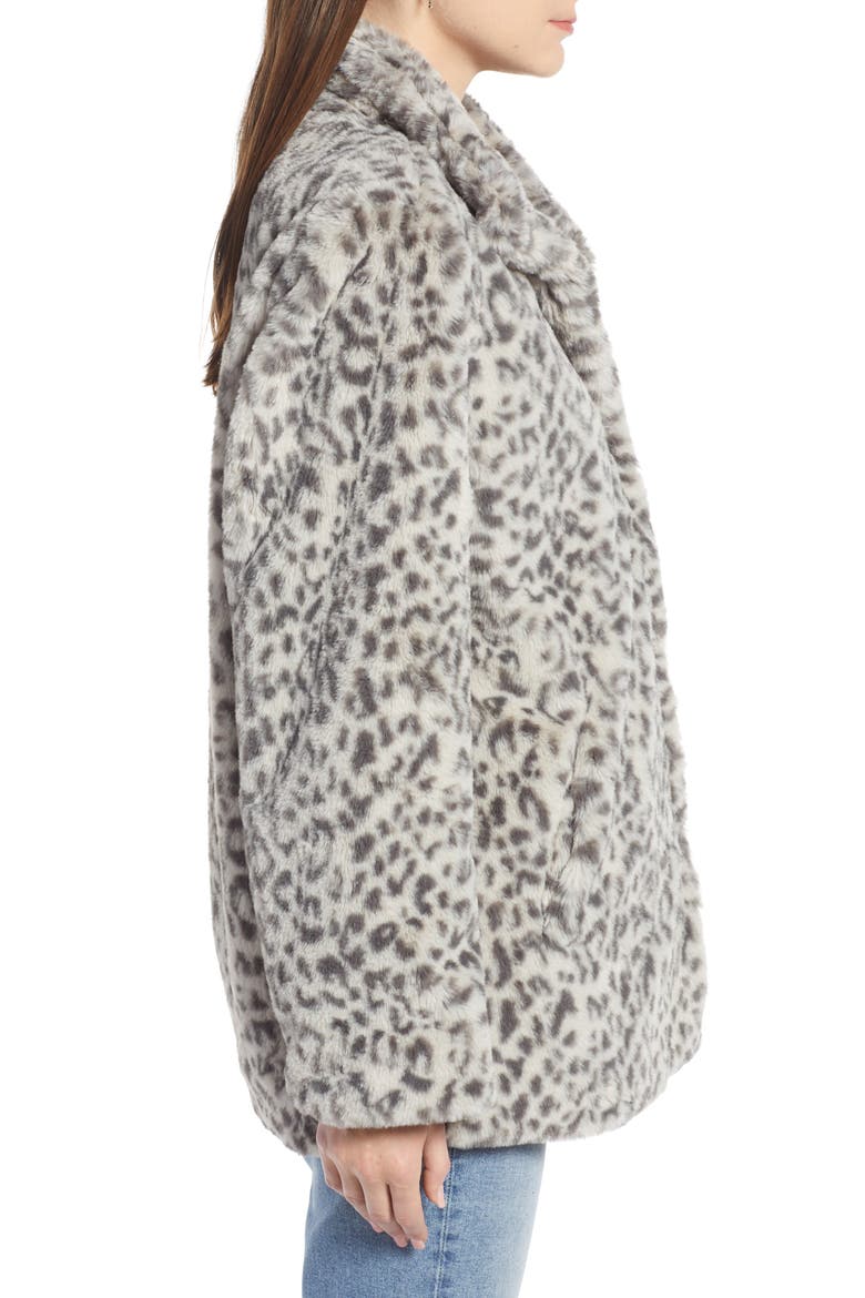 Faux Fur Midi Coat (Nordstrom Exclusive), Alternate, color, LIGHT GREY LEOPARD