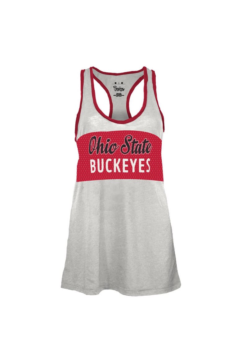 Women's Pressbox White/Scarlet Ohio State Buckeyes Tracy Racerback Burnout Tank Top, Alternate, color, White