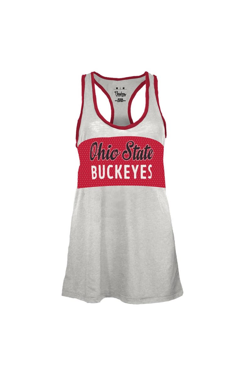 PRESSBOX Women's Pressbox White/Scarlet Ohio State Buckeyes Tracy Racerback Burnout Tank Top, Alternate, color, White