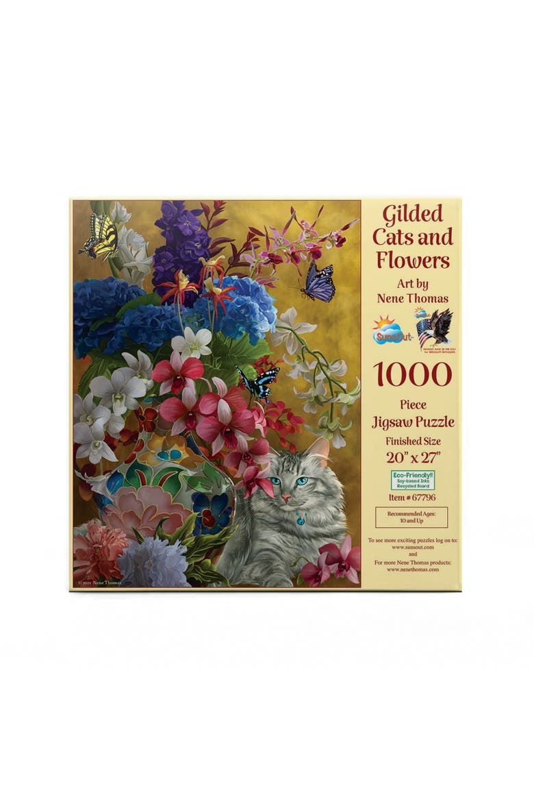 Gilded Cats And Flowers 1000 piece Jigsaw Puzzle for Adults, Alternate, color, Multicolor