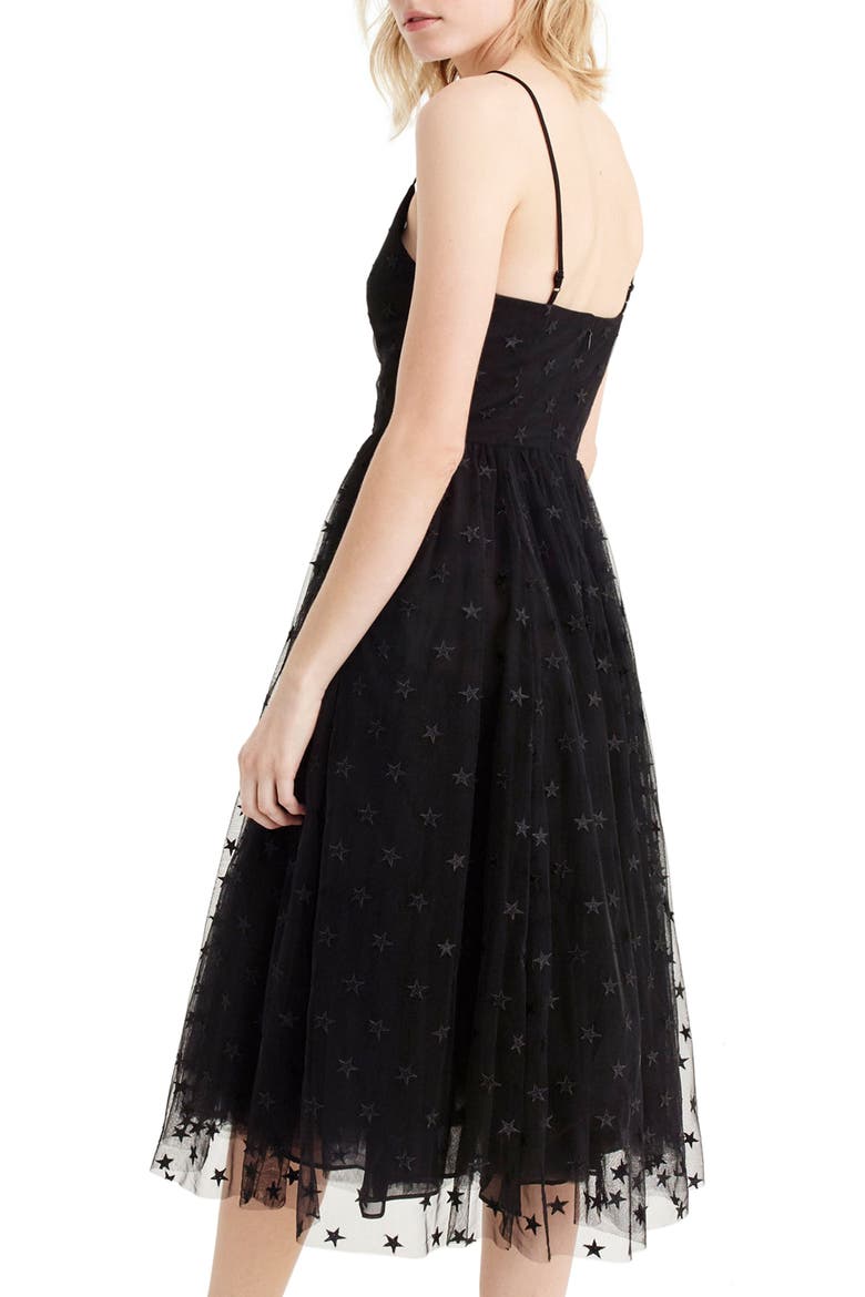 Spaghetti Strap Star Tulle Dress, Alternate, color, BLACK