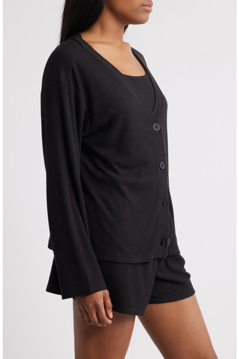 Comfy Thermal Shortie Pajamas, Alternate, color, BLACK