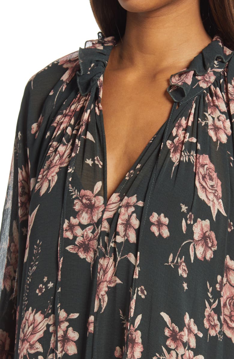 Free People Feeling Groovy Long Sleeve Midi Dress, Alternate, color, 