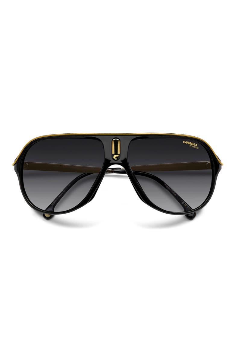 Safari 62mm Oversize Gradient Rectangular Sunglasses, Alternate, color, BLACK GOLD/ DARK GREY SF