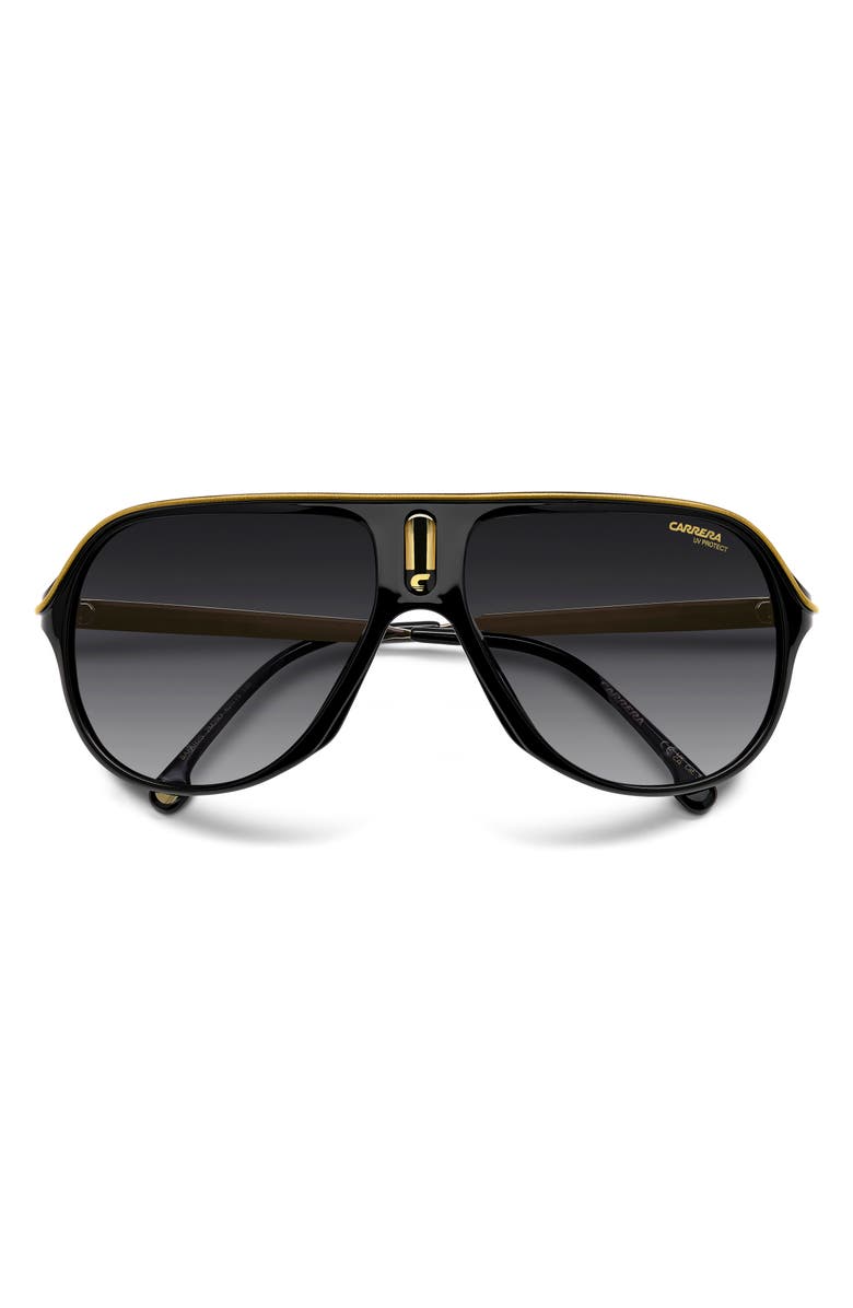 Carrera Eyewear Safari 62mm Oversize Gradient Rectangular Sunglasses, Alternate, color, Black Gold/ Dark Grey Sf