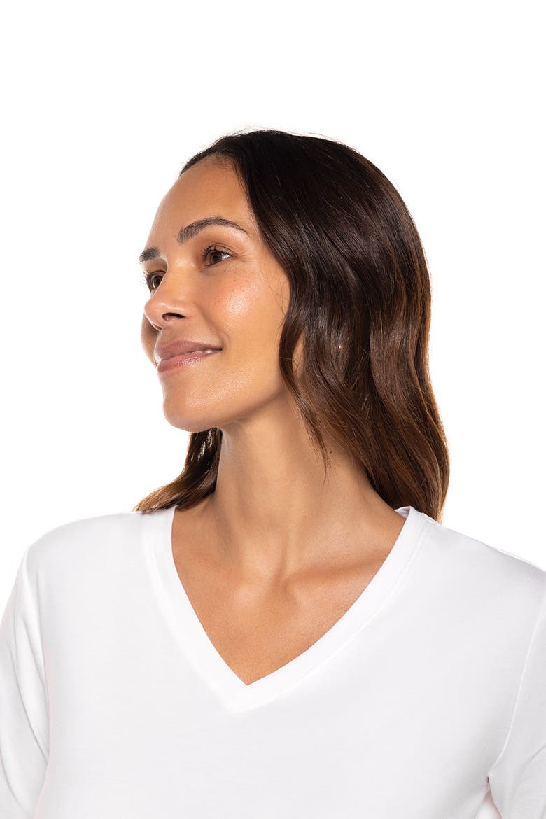 Women's Morada V-Neck Long Sleeve T-Shirt, UPF 50+ Sun Protection, Alternate, color, White