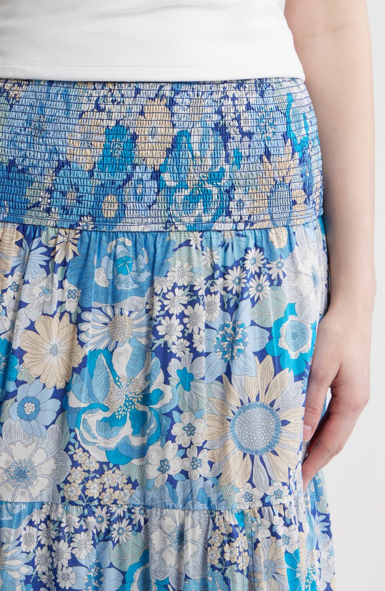 LOVE THE LABEL Izzy Print Smocked Waist Maxi Skirt, Alternate, color, Summers In The Sun