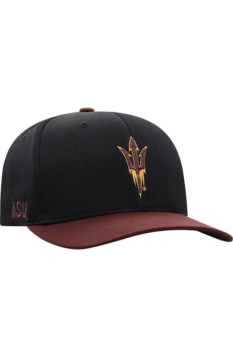 TOP OF THE WORLD Men's Top of the World Black/Maroon Arizona State Sun Devils Two-Tone Reflex Hybrid Tech Flex Hat, Main, color, 