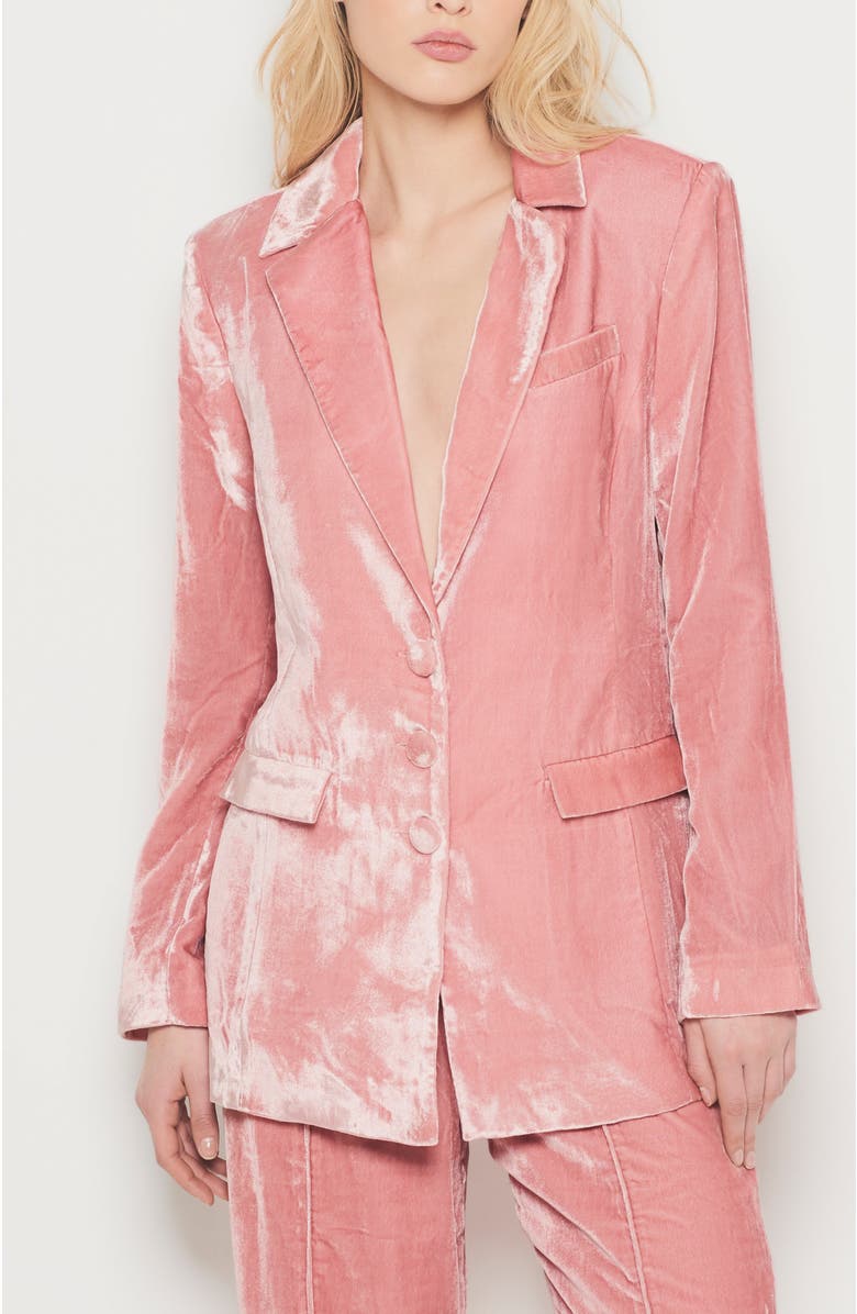 AS by DF Fiona Velvet Boyfriend Blazer, Main, color, Blush Pink