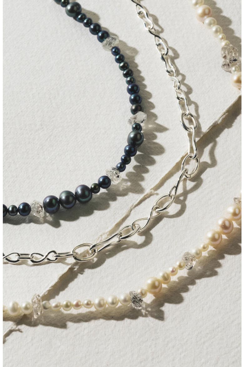 Spellbound Sterling Silver Pearl & Quartz Necklace, Alternate, color, METALLIC SILVER