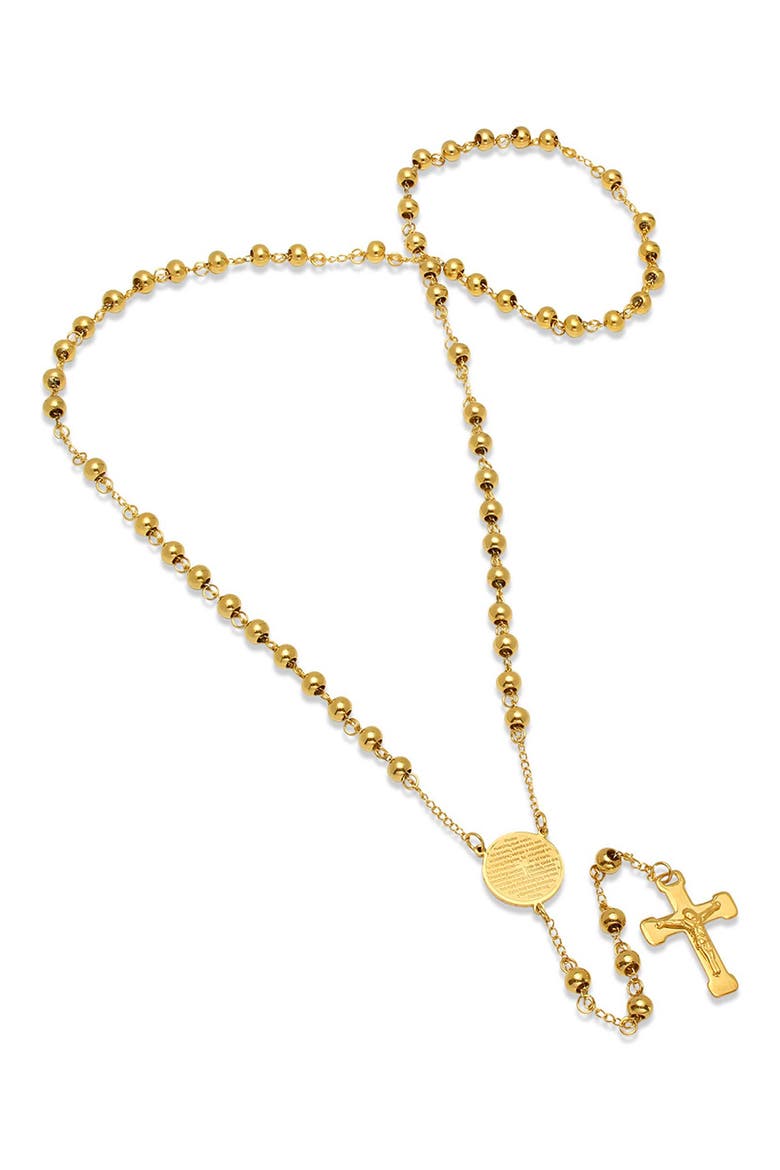 18k Gold Plated Rosary Necklace, Main, color, GOLD