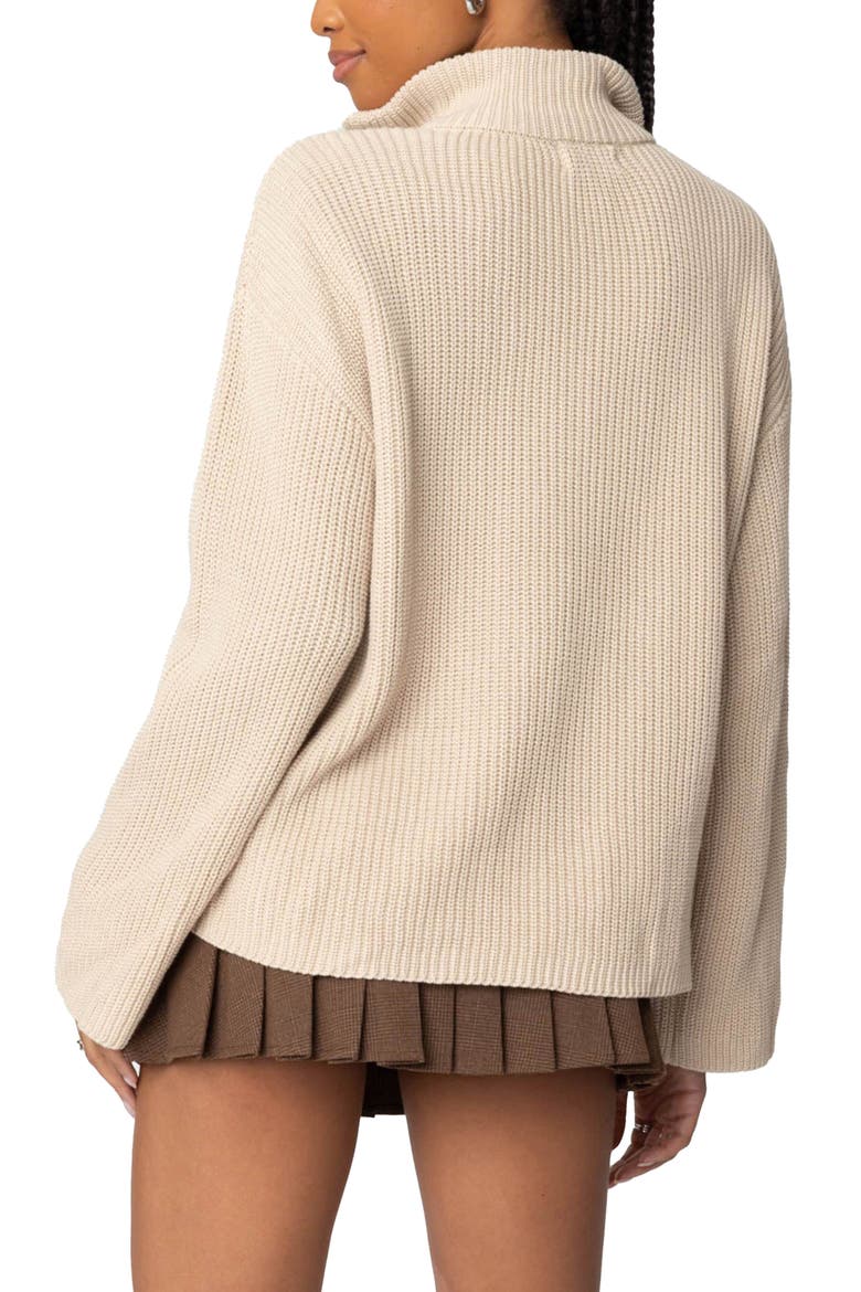 Amour High Neck Oversize Pullover Sweater, Alternate, color, BEIGE