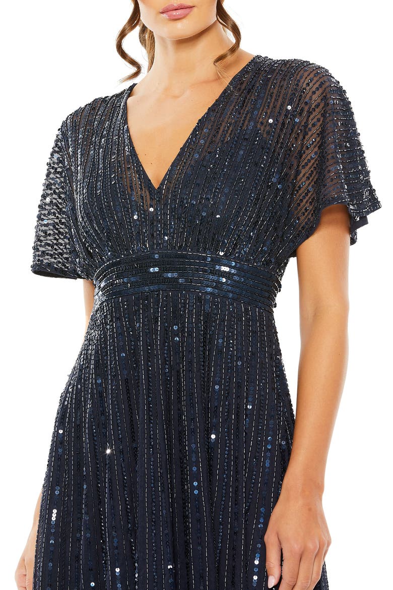 Empire Waist Embellished Short Sleeve Dress, Alternate, color, MIDNIGHT