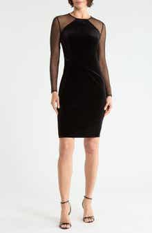 Velvet Long Sleeve Body-Con Dress