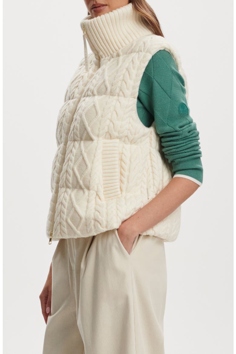 Irina Cable Quilted Puffer Vest, Alternate, color, EGRET