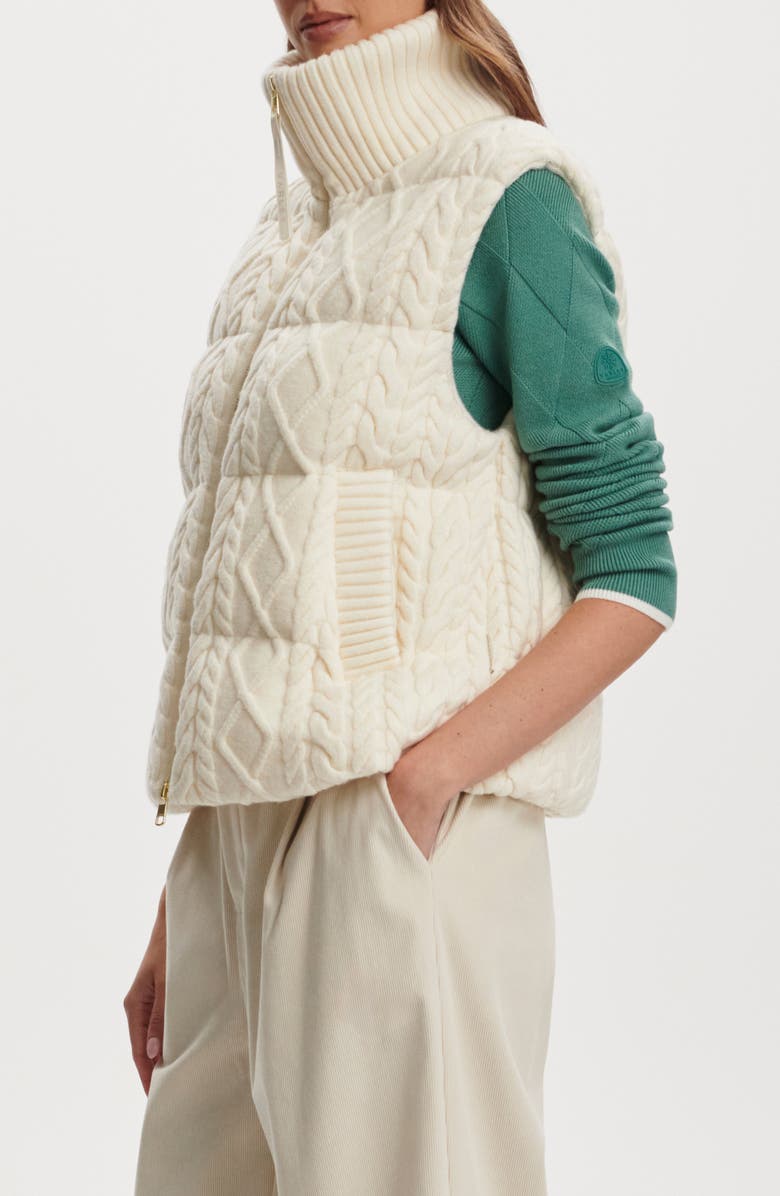 Varley Irina Cable Quilted Puffer Vest, Alternate, color, Egret