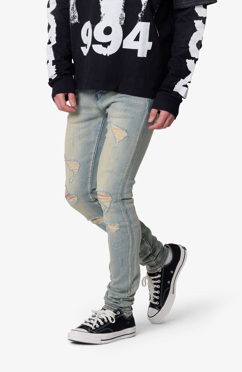 mnml Distressed Skinny Jeans, Alternate, color, Vintage Blue