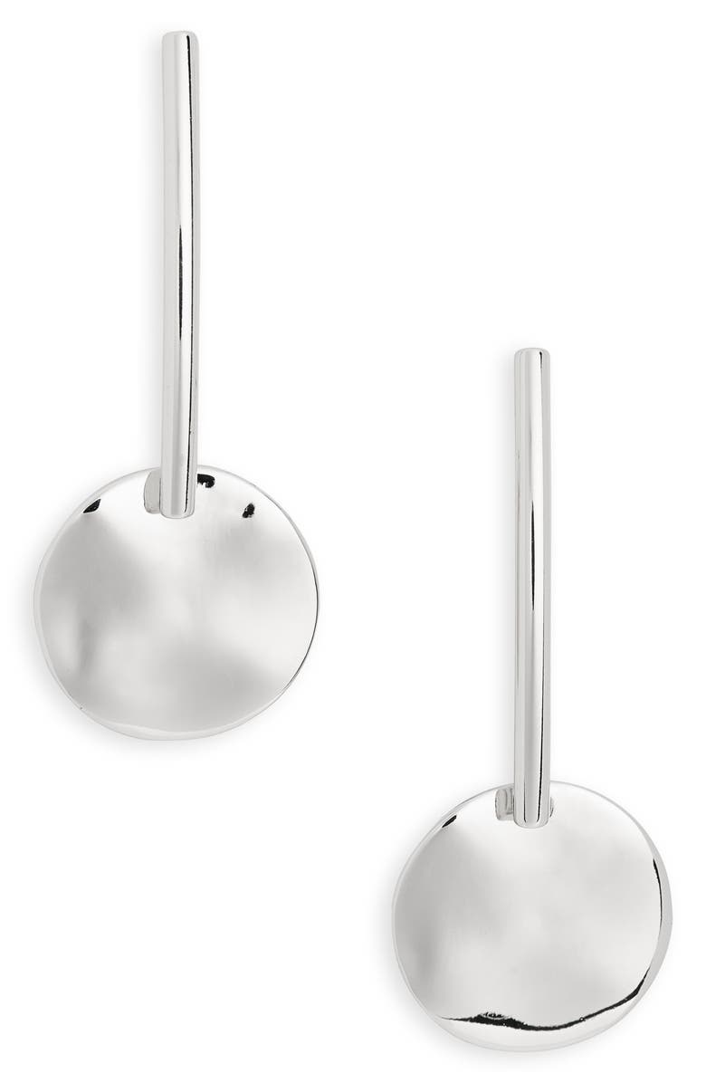 NORDSTROM RACK Bar & Disc Drop Earrings, Main, color, Silver