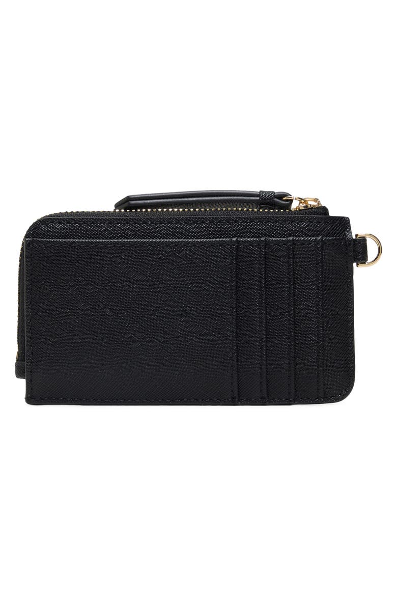 Lulu Leather Zip Card Case, Alternate, color, BLACK