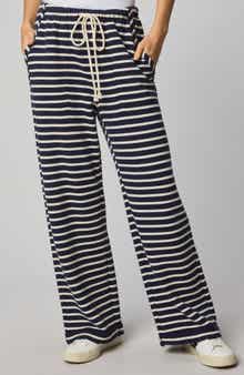 Splendid Livie Stripe Tie Waist Wide Leg Terry Pants