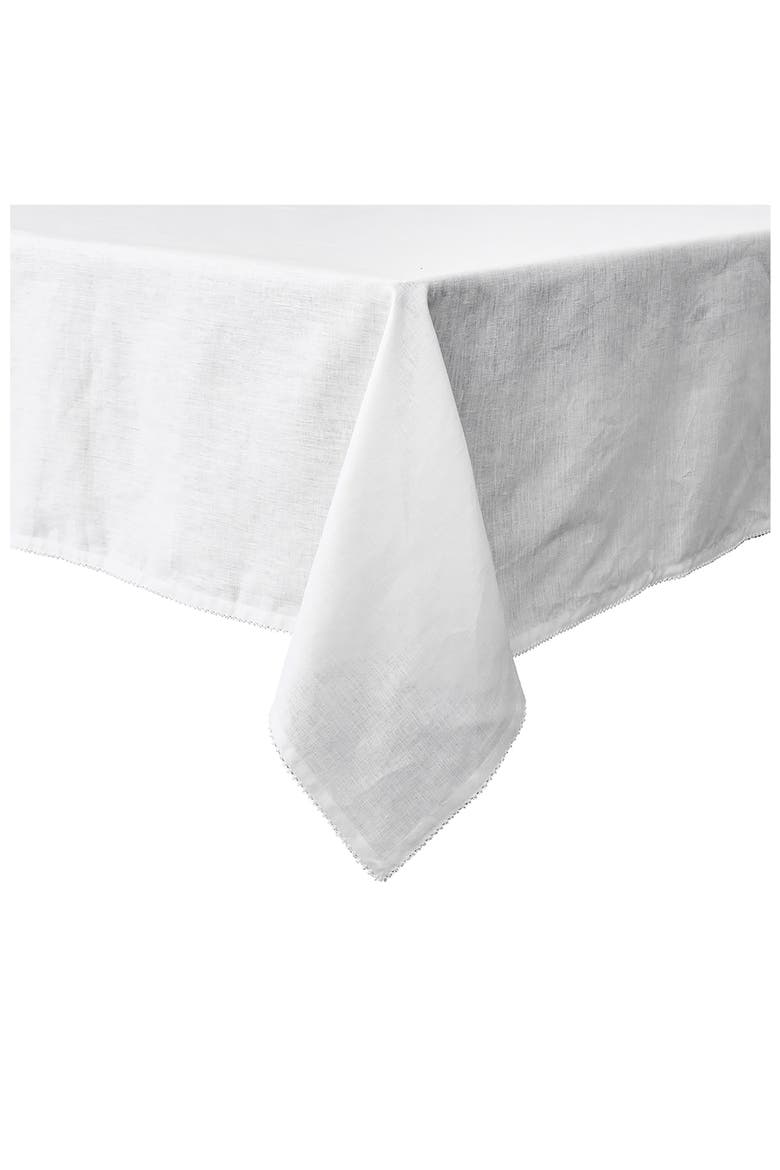 Berry Scallop Linen Tablecloth, Alternate, color, WHITE