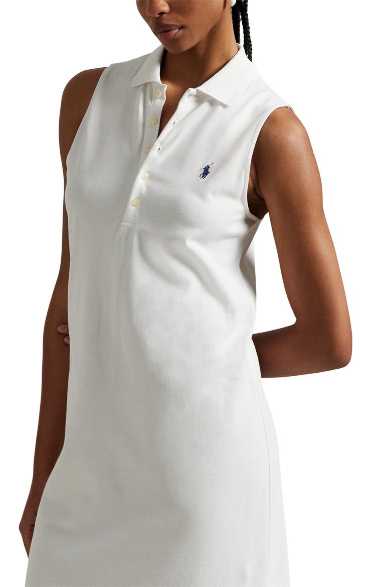 Sleeveless Polo Dress, Alternate, color, WHITE