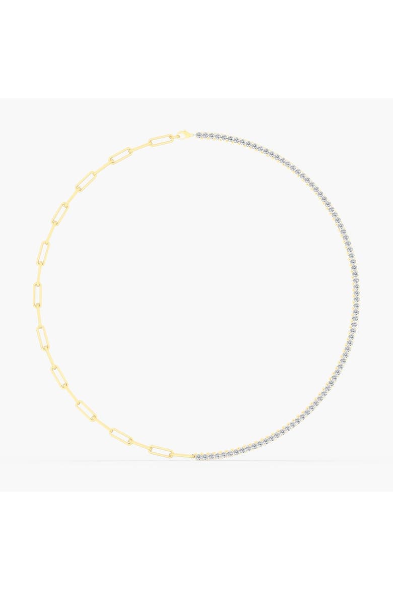 Half Tennis Paperclip Lab Diamond Necklace in 14K Gold, Main, color, Yellow Gold