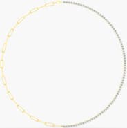 Everlee Half Tennis Paperclip Lab Diamond Necklace in 14K Gold