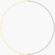 Everlee Half Tennis Paperclip Lab Diamond Necklace in 14K Gold