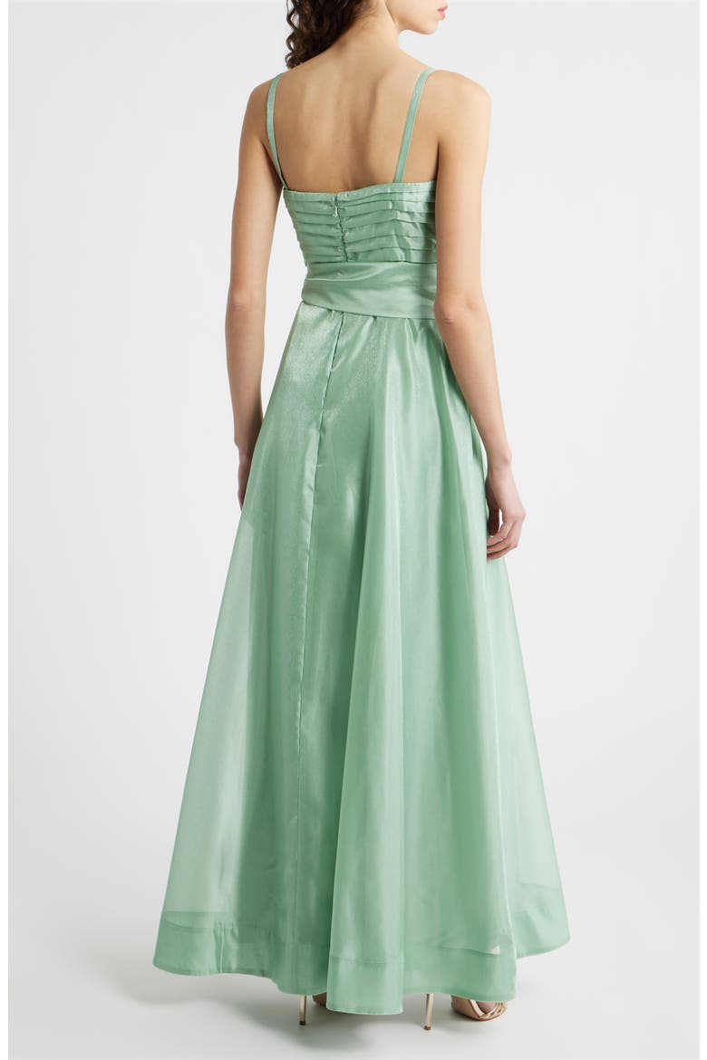 Pleated Bodice Organza Gown, Alternate, color, SAGE