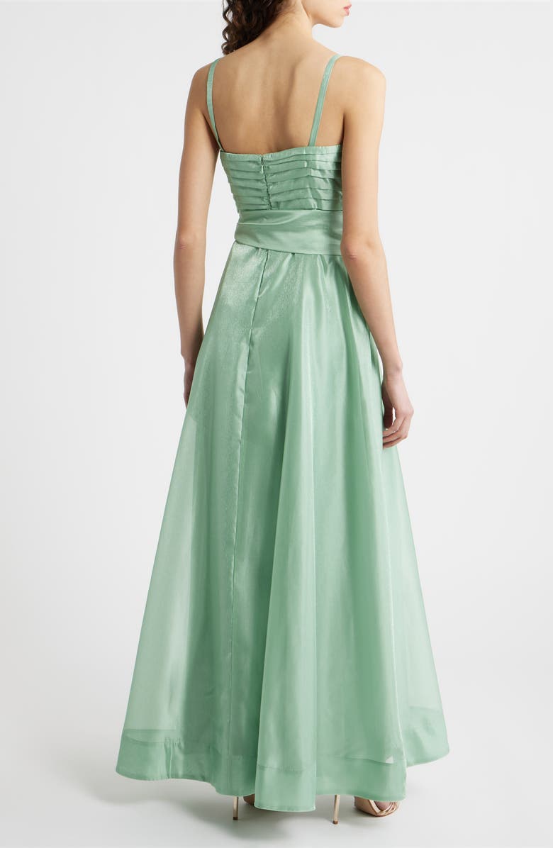 Tahari ASL Pleated Bodice Organza Gown, Alternate, color, Sage