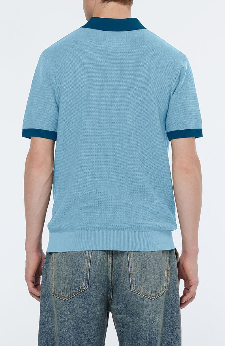 Scotch & Soda Textured Cotton Knit Polo, Alternate, color, Spring Blue