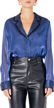 Endless Rose Beaded Organza Sleeve Shirt