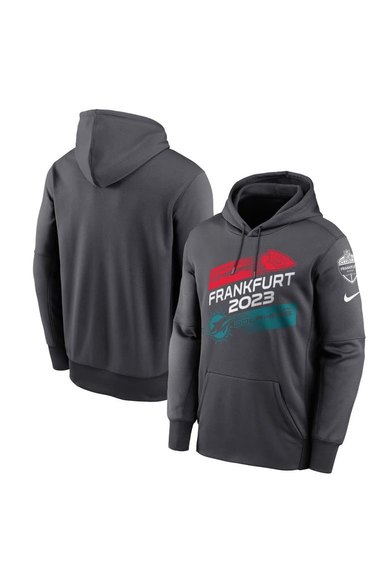 Men's Nike Anthracite Kansas City Chiefs vs. Miami Dolphins 2023 Frankfurt Game Pullover Hoodie, Main, color, Anthracite
