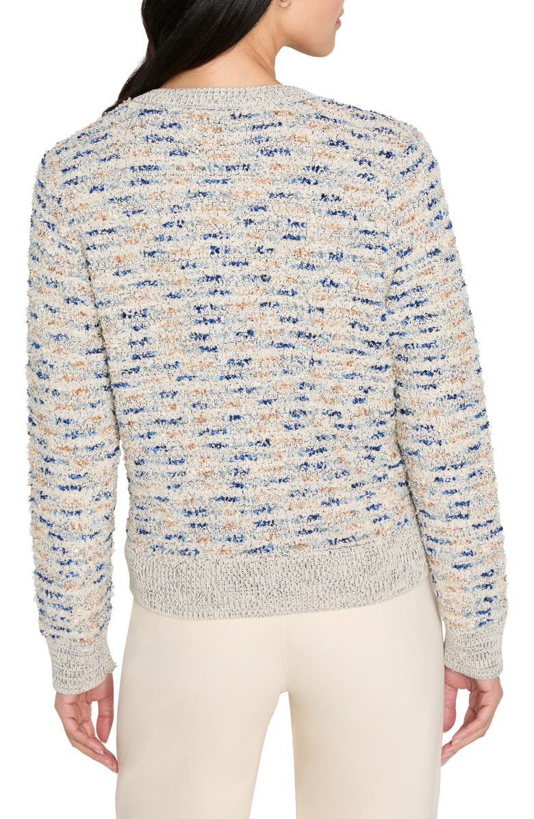 NIC+ZOE Always Shining Metallic Cotton Blend Cardigan, Alternate, color, Ivory/Blue