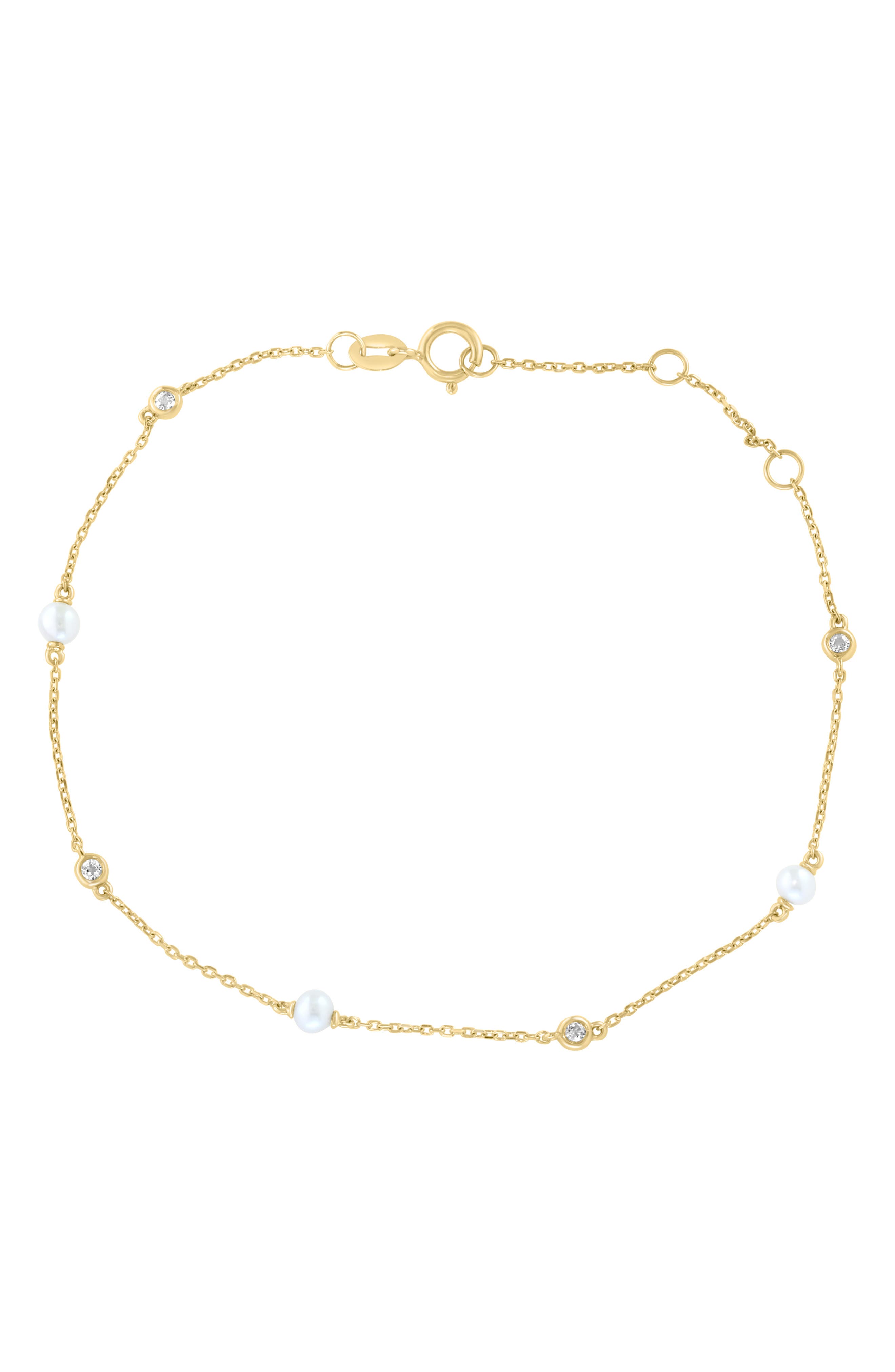Freshwater Pearl & White Topaz Station Bracelet